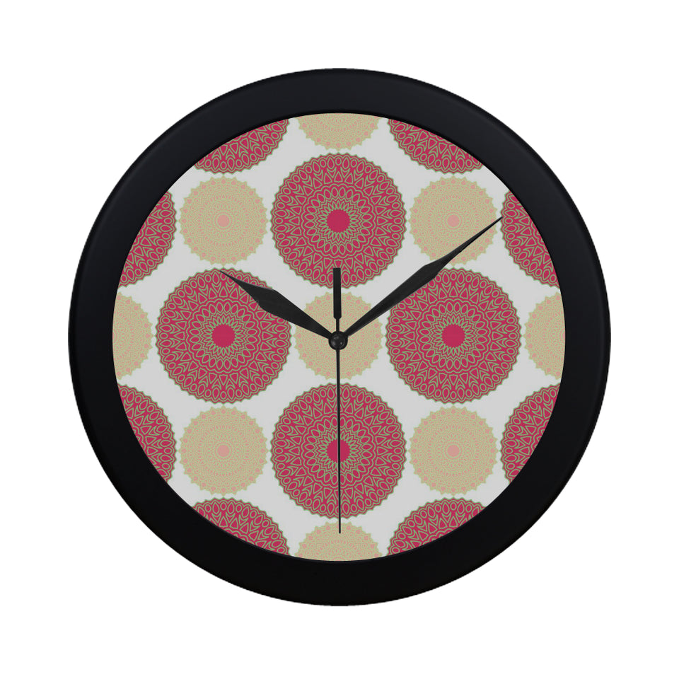 Circle indian pattern Elegant Black Wall Clock