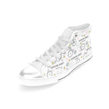 Siberian Husky design pattern Women's High Top Canvas Shoes White