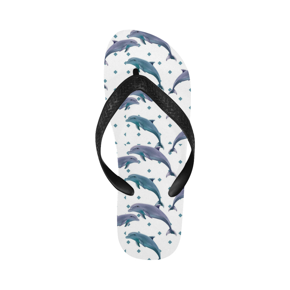 Dolphins pattern dotted background Unisex Flip Flops