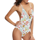 Maneki neko cat fan sakura Women's One-Piece Swimsuit