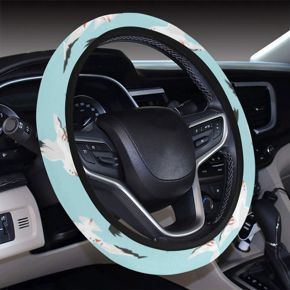 Seagull Pattern Print Design 01 Car Steering Wheel Cover