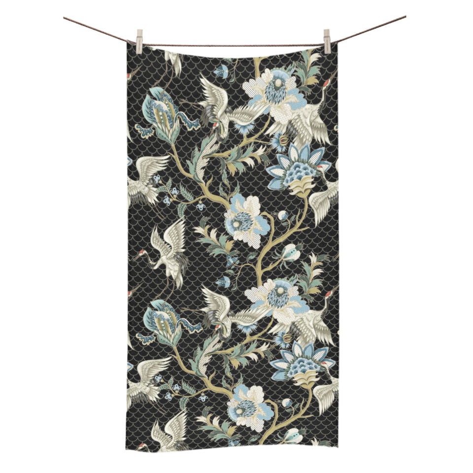 Japanese crane ornament elements Bath Towel