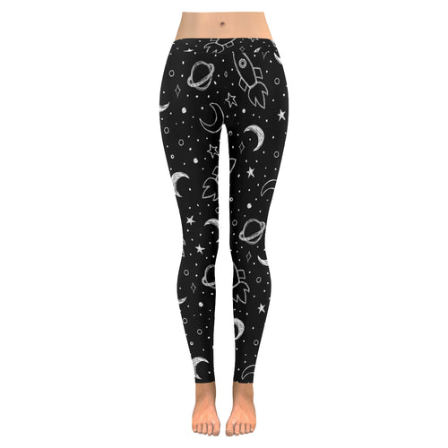 Hand drawn space rocket star planet Women's Legging Fulfilled In US