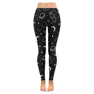 Hand drawn space rocket star planet Women's Legging Fulfilled In US