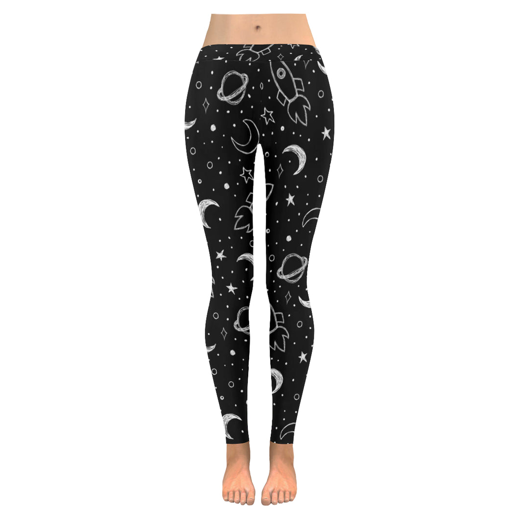 Hand drawn space rocket star planet Women's Legging Fulfilled In US