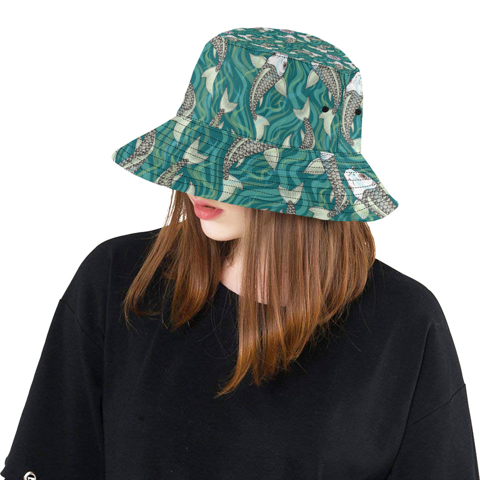 Koi Fish Carp Fish lotus pattern Unisex Bucket Hat