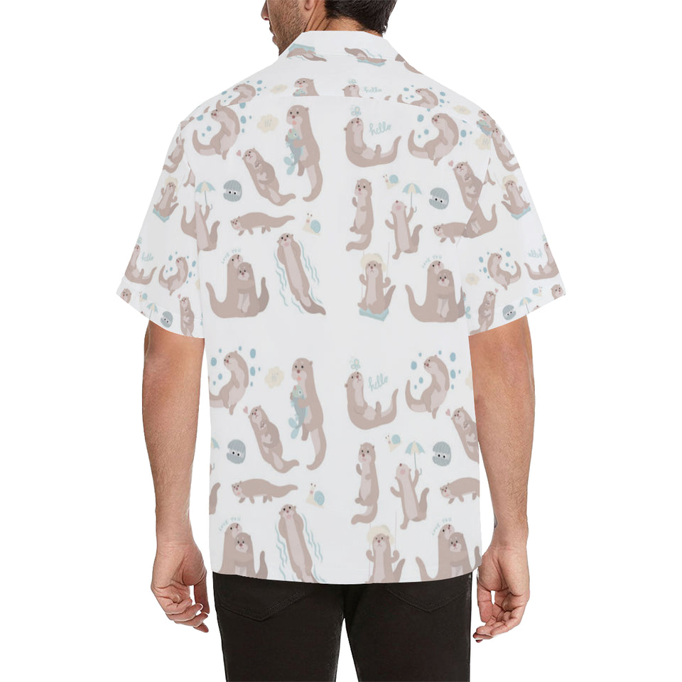 Cute sea otters pattern Men's All Over Print Hawaiian Shirt