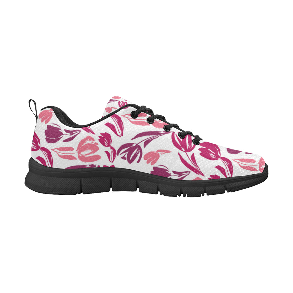pink sketch tulip pattern Women's Sneaker Shoes