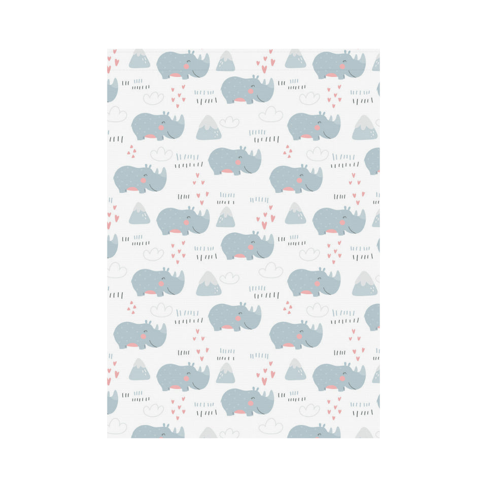 cute rhino heart pattern House Flag Garden Flag