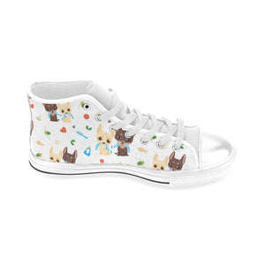 Cute Chihuahua dog pattern Men's High Top Canvas Shoes White