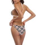 Donuts pink icing striped pattern Sexy Bikinis Two-Piece Swimsuits