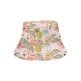 Pink flamingo birds pineapples hibiscus flower pat Unisex Bucket Hat