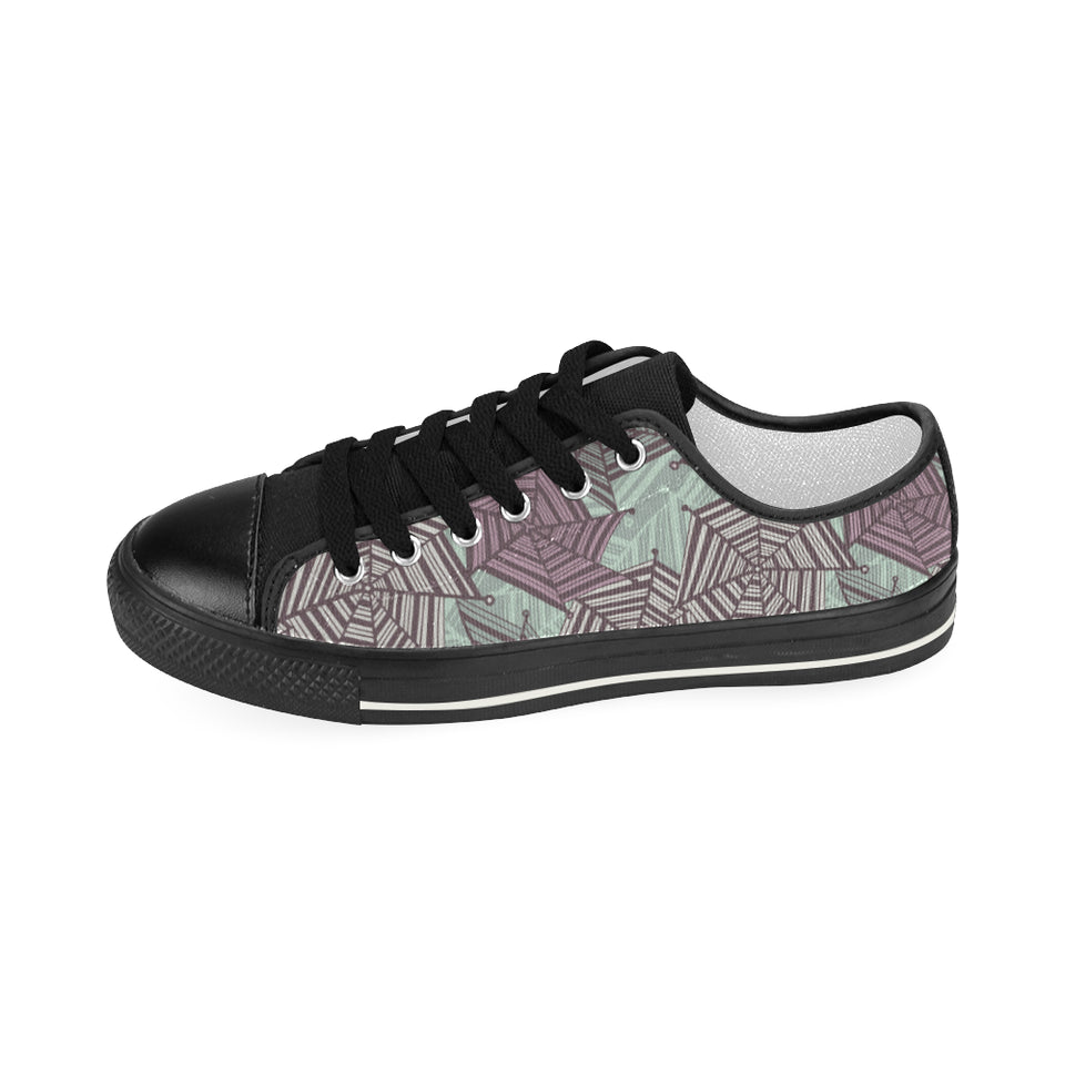 Spider web cobweb design color pattern Women's Low Top Canvas Shoes Black