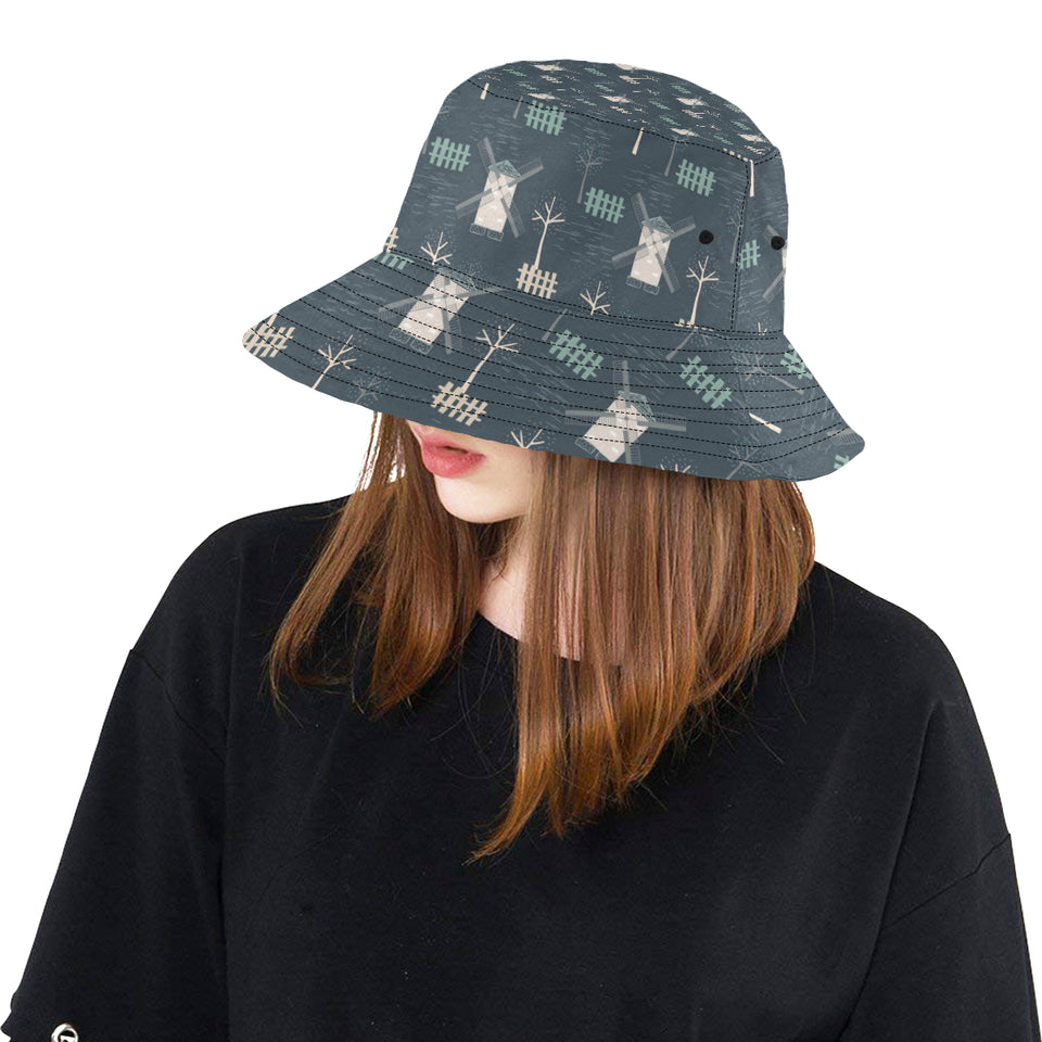 windmill tree pattern Unisex Bucket Hat
