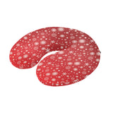 Snowflake pattern red background U-Shaped Travel Neck Pillow