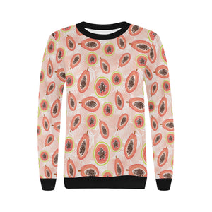 papaya leaves pattern Women's Crew Neck Sweatshirt