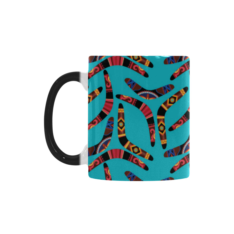 Boomerang Australian aboriginal ornament blue back Morphing Mug Heat Changing Mug