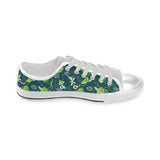 Lime ice flower pattern Men's Low Top Canvas Shoes White