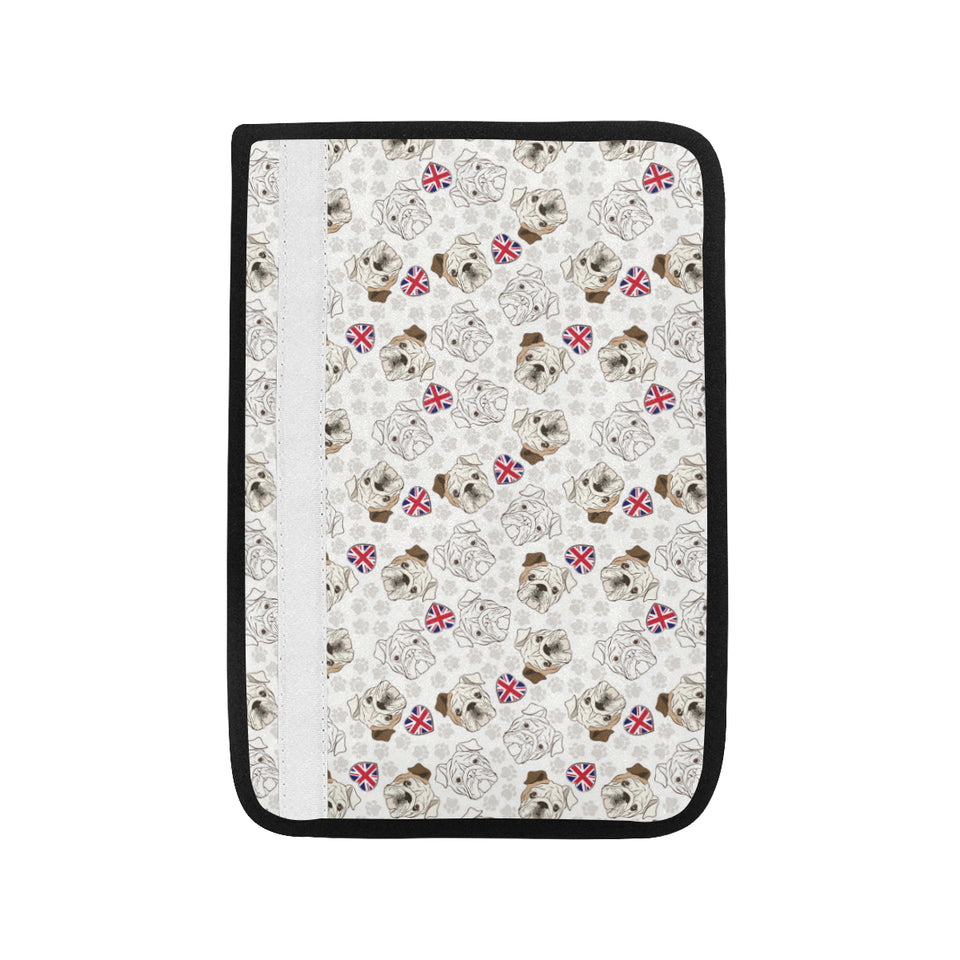English Bulldog Pattern Print Design 01 Car Seat Belt Cover