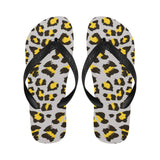 Gray Leopard print pattern Unisex Flip Flops
