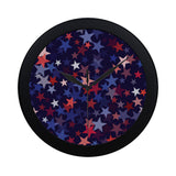 Red blue star pattern Elegant Black Wall Clock