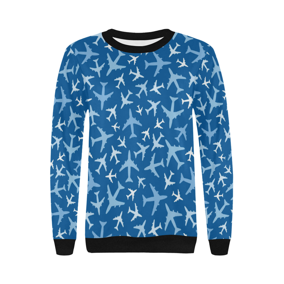 Airplane pattern in the sky Women's Crew Neck Sweatshirt