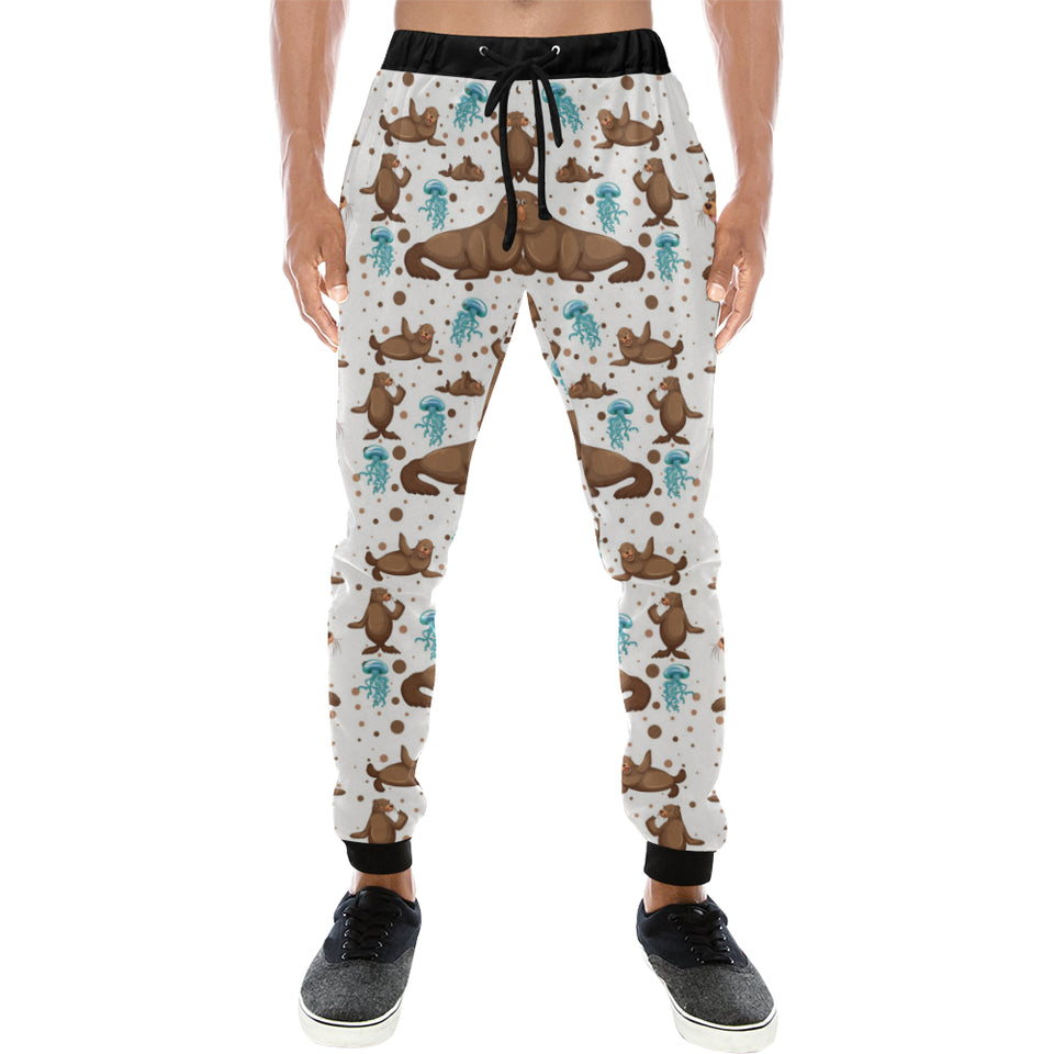 sea lion Seals jellyfish pattern Unisex Casual Sweatpants