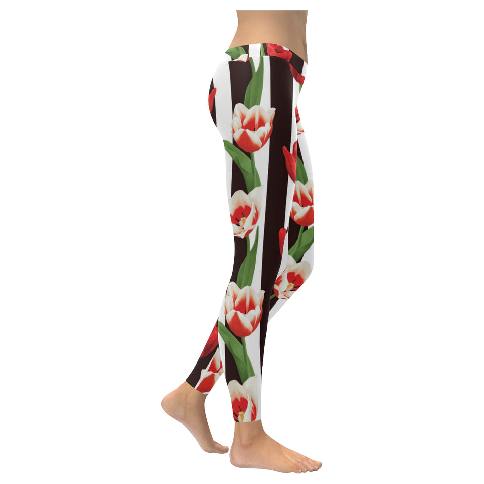 red and white tulips pattern Women's Legging Fulfilled In US