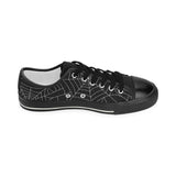 Spider web pattern Black background white cobweb Women's Low Top Canvas Shoes Black