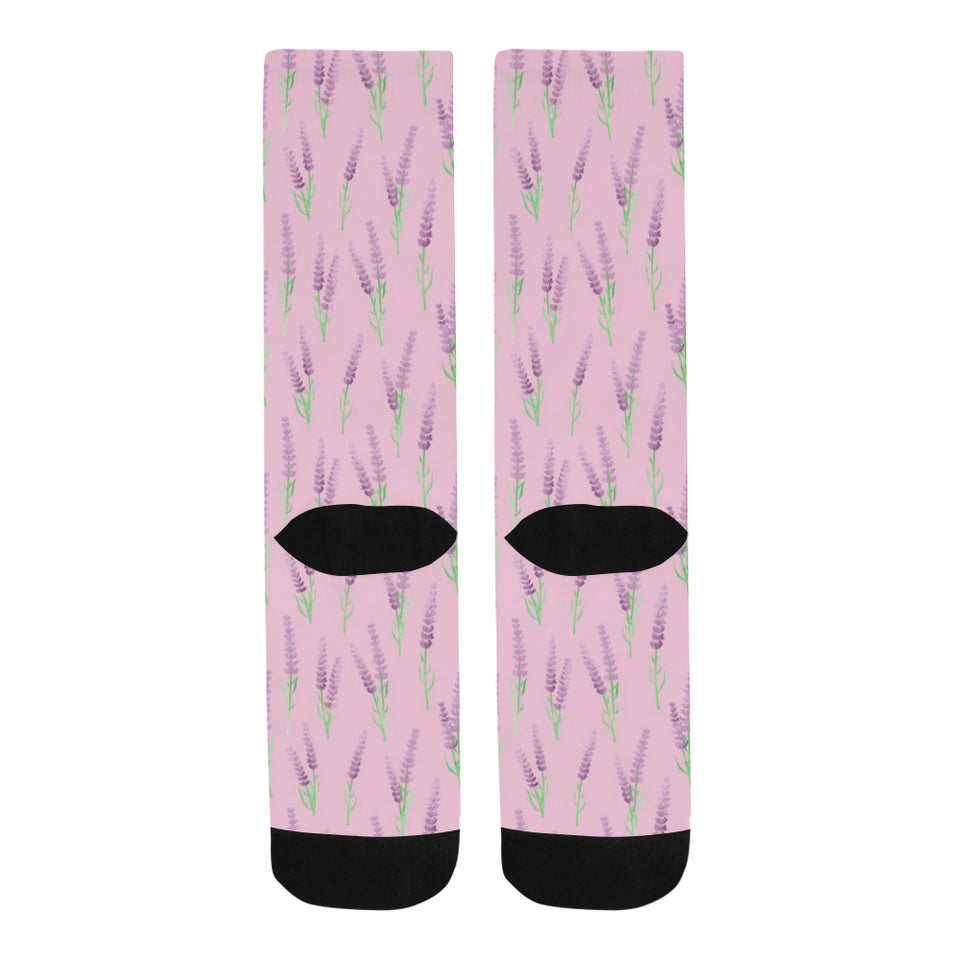 Lavender pattern pink background Crew Socks
