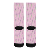 Lavender pattern pink background Crew Socks