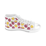 Passion fruit design pattern Men's High Top Canvas Shoes White