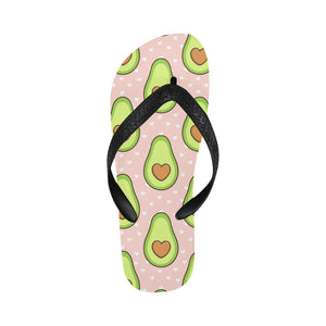 Avocado heart pink background Unisex Flip Flops