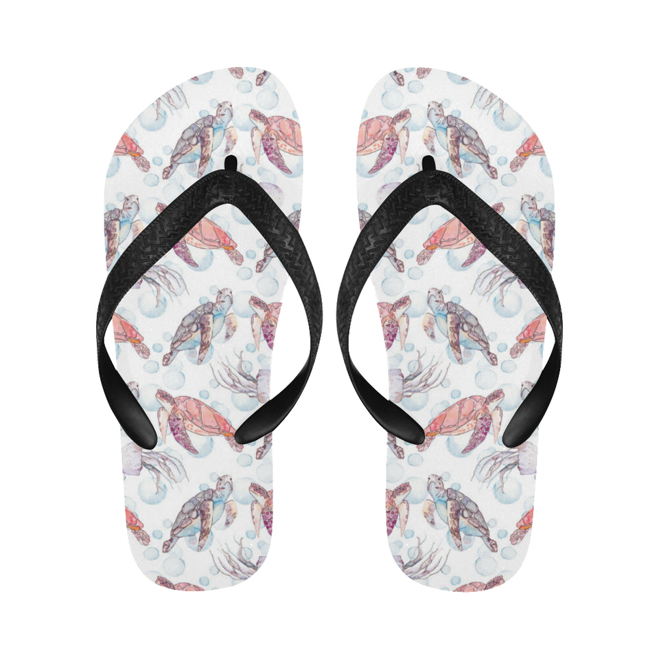 Watercolor sea turtle jellyfish pattern Unisex Flip Flops