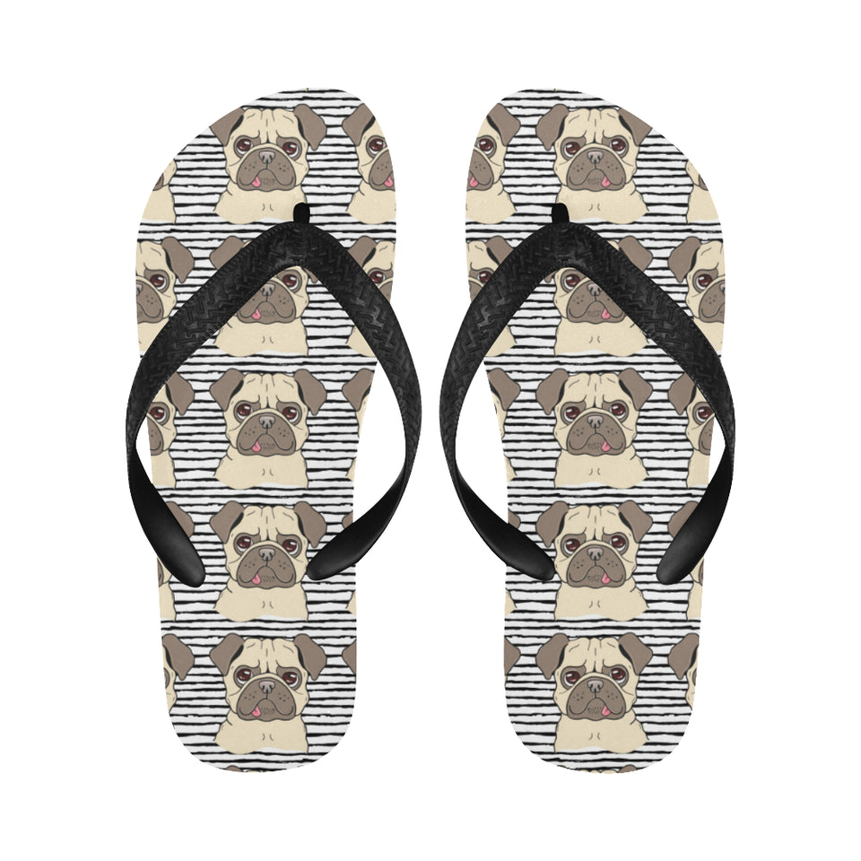 Happy pug pattern Unisex Flip Flops