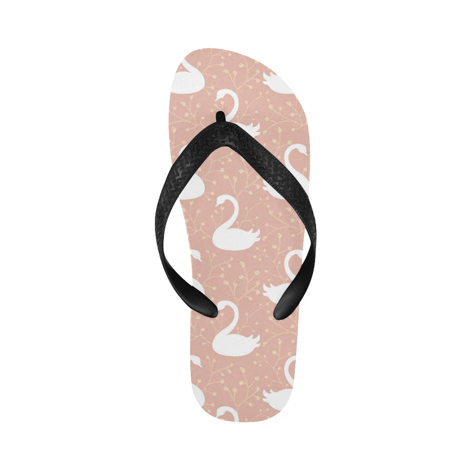 Swan flower light pink background Unisex Flip Flops