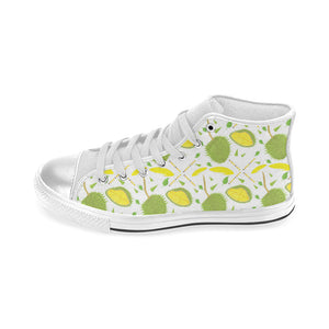 Durian pattern background Women's High Top Canvas Shoes White