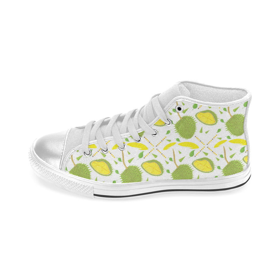 Durian pattern background Women's High Top Canvas Shoes White