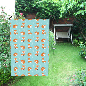 Fox pattern blue b ackground House Flag Garden Flag