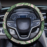 Toucan tropical green jungle palm pattern Car Steering Wheel Cover