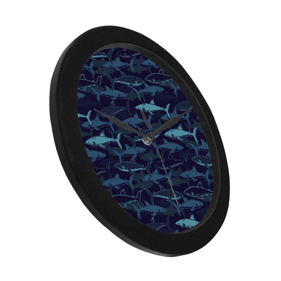 Shark pattern Elegant Black Wall Clock