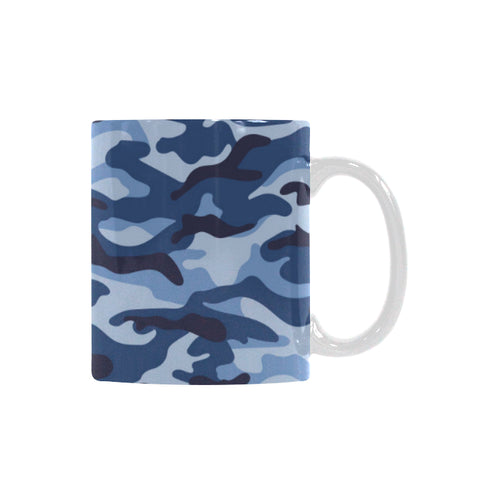Blue camouflage pattern Classical White Mug (Fulfilled In US)