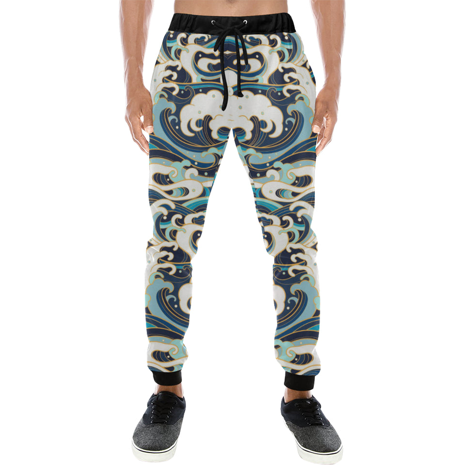 Japanese wave pattern Unisex Casual Sweatpants