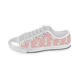 Cute white rabbit flower pink background Men's Low Top Shoes White