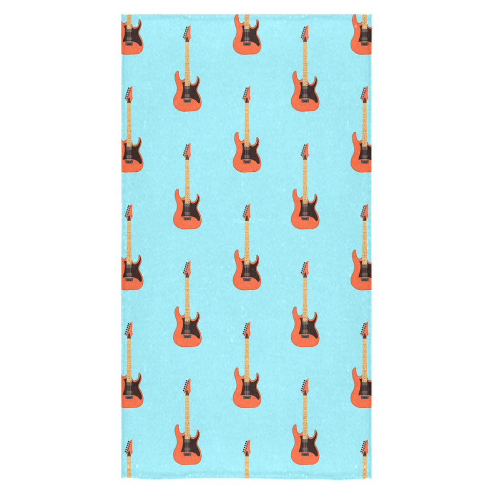electric guitar pattern light blue background Bath Towel