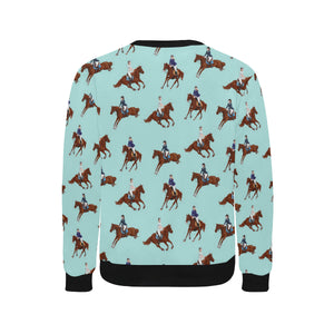 Horses running horses rider pattern Men's Crew Neck Sweatshirt