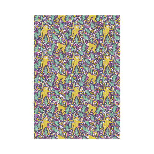 Cute yellow monkey leaves pattern House Flag Garden Flag