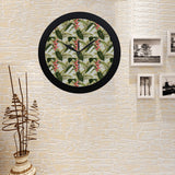 heliconia pattern Elegant Black Wall Clock