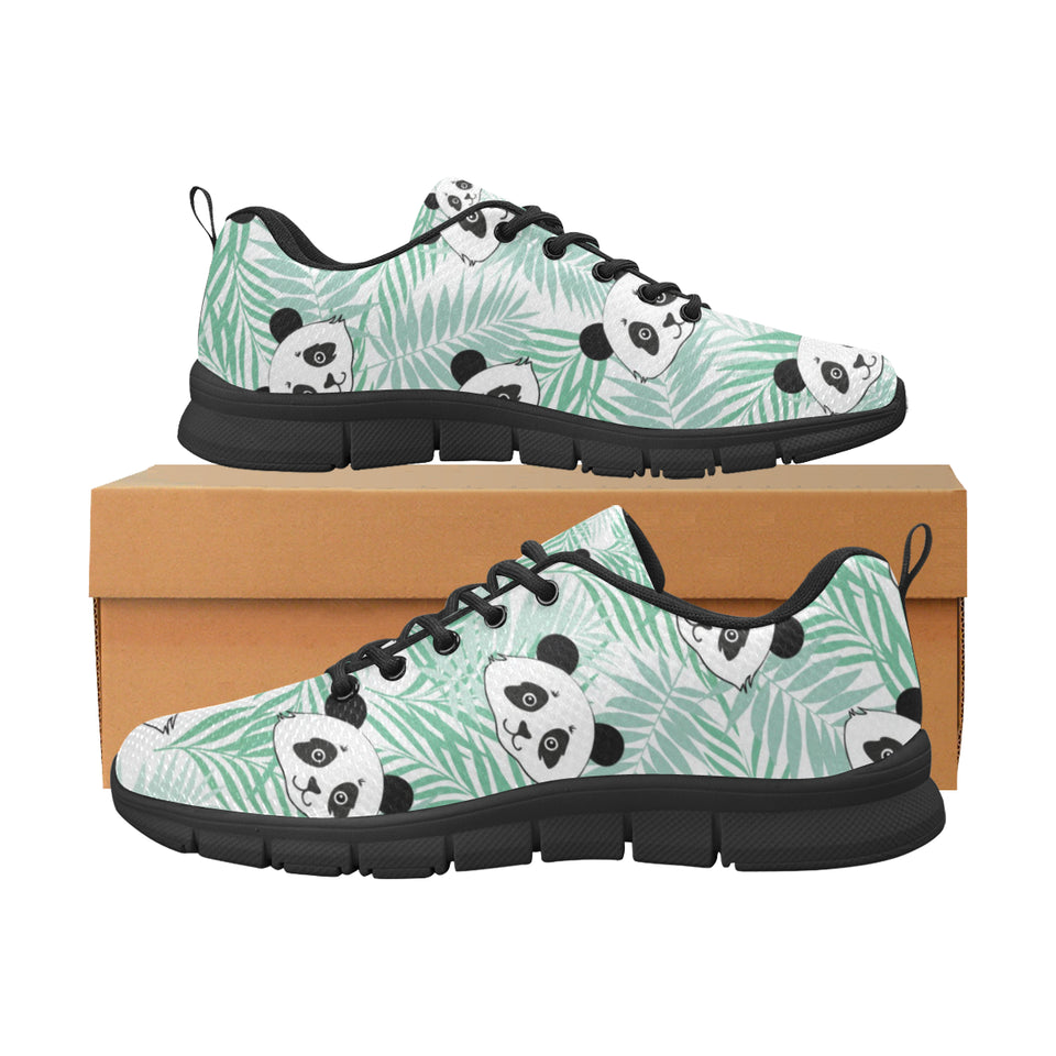 Panda pattern tropical leaves background Women's Sneaker Shoes