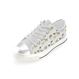 Silhouettes of goat and tree pattern Women's Low Top Canvas Shoes White